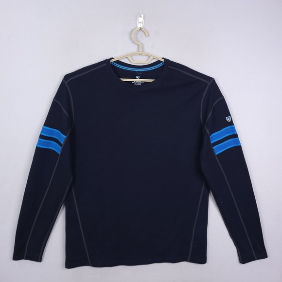 Kuhl Long Sleeve Shirt Mens XL Blue Merino Wool Blend Performance Pullover